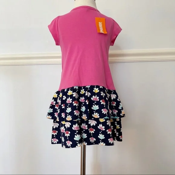 Gymboree Pink Blue Ruffle Short Sleeve Dress 3T - Picture 2 of 12